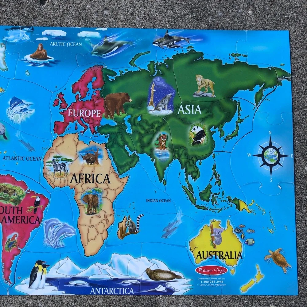 - World Map 2 x 3 Foot Floor Puzzle! EUC!